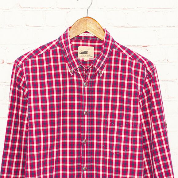 GANT Rugger Large Hugger fit Red Button up Shirt Check Cotton - Picture 3 of 6